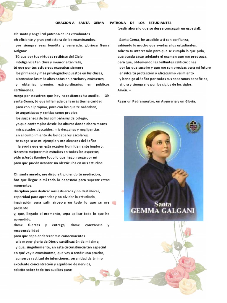 Oracion A Santa Gema de Galgani | PDF