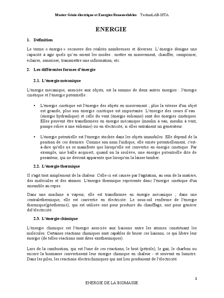 Énergies Renouvelables et Biomasse | PDF | Biomasse (énergie ...