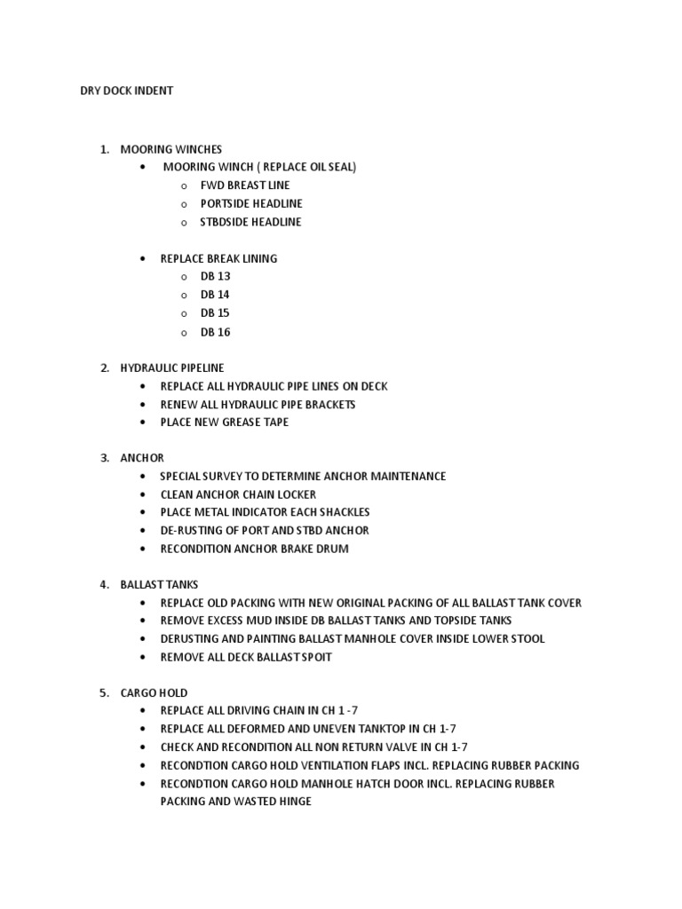 Dry Dock Repair Checklist | PDF