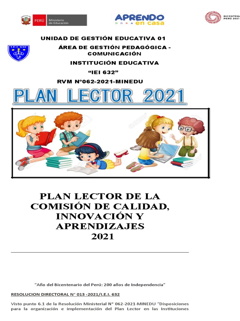 Plan Lector 2021 Actualizado | PDF | Comprensión lectora | Método de ...