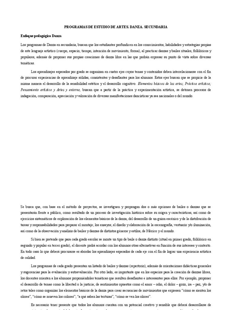Programas Artes DANZA Secundaria | PDF | Bailes | Ritmo