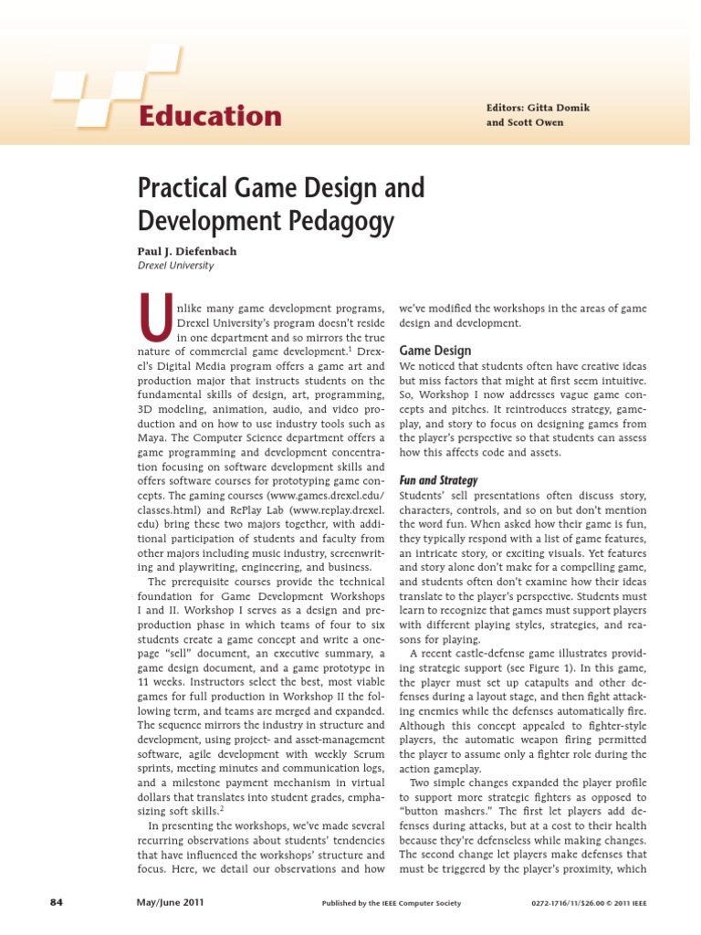 Practical Game Design and Development Pedagogy: Education | PDF ...