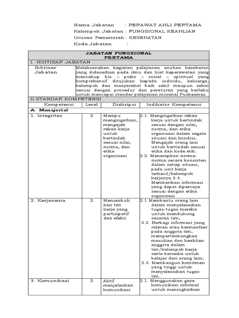 Skj Fungsional Perawat Ahli Pertama Pdf