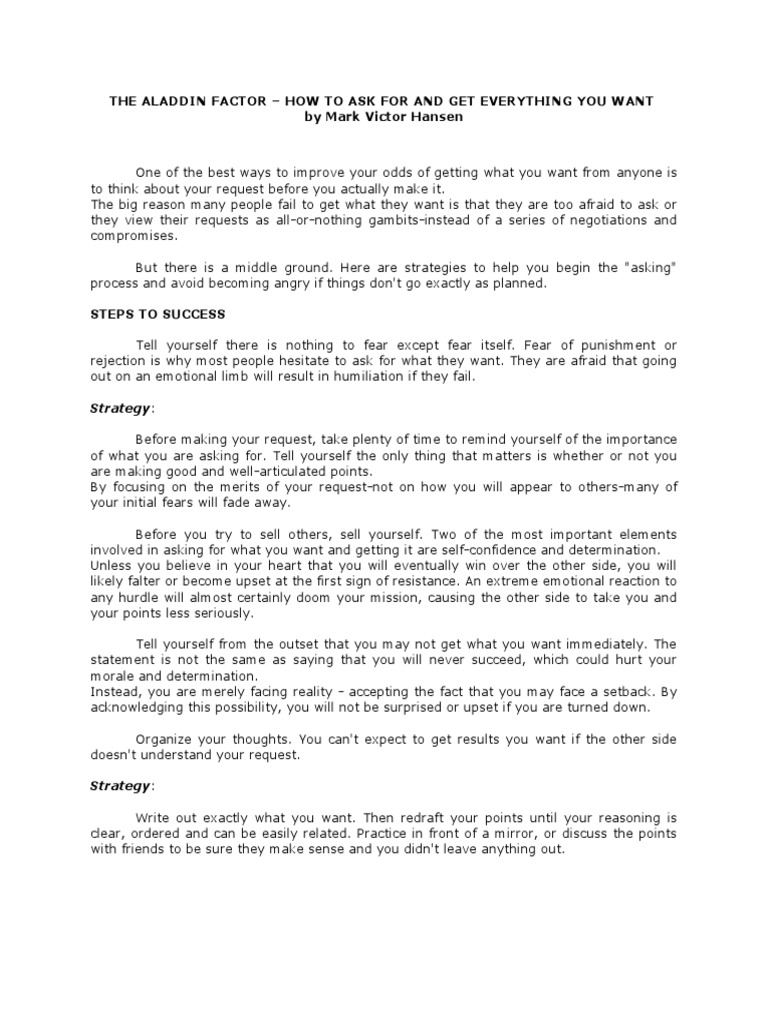 The Aladdin Factor | PDF | Self-Improvement