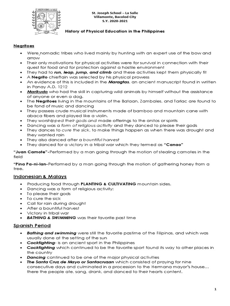 History of Physical Education in the Philippines | PDF | Teachers ...