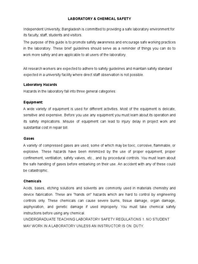 Laboratory Safety Manual PDF