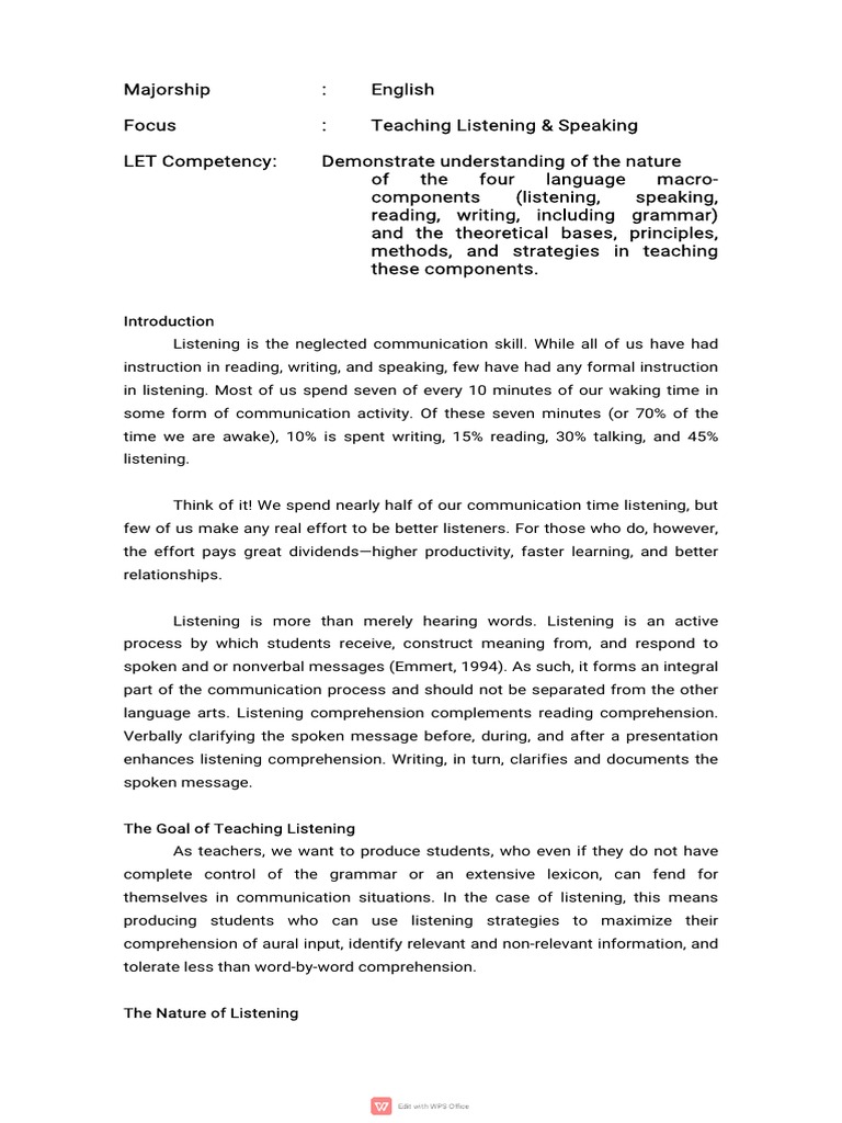 Teaching Effective Listening Skills | PDF