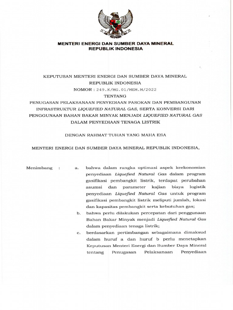 Kepmen ESDM No. 249.K-MG.01-MEM.M-2022 | PDF