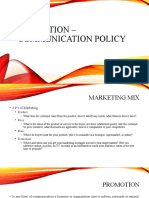 Promotion-Communication Policy and Internet Marketing