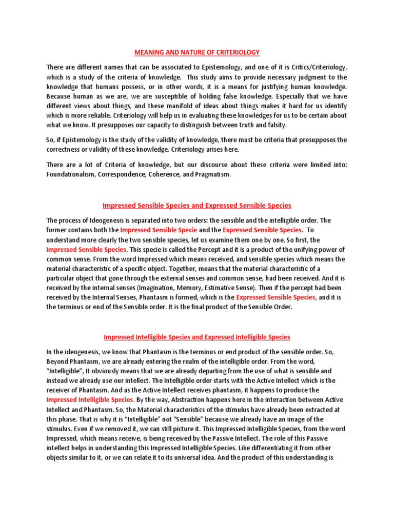 Meaning and Nature of Criteriology | PDF | Truth | Senses