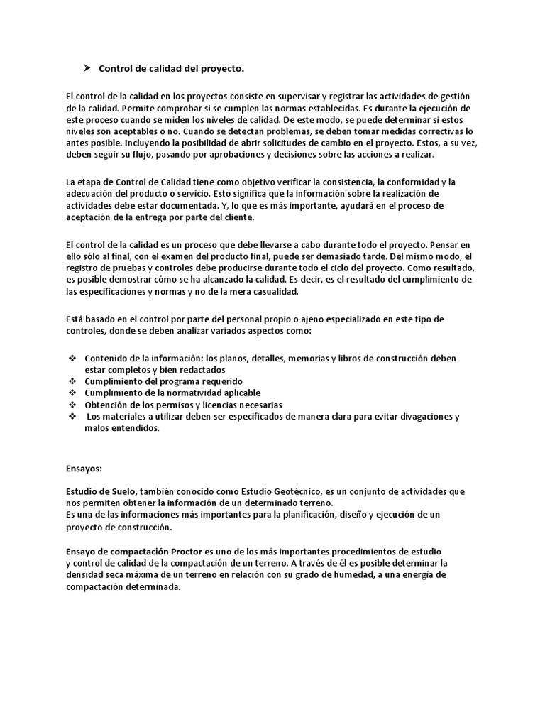 Control de Calidad en Proyectos de Construcción | PDF | Calidad ...