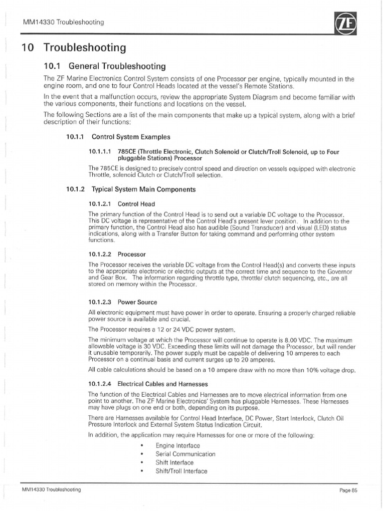 Troubleshooting Command Cruise ZF VIRTUE PDF
