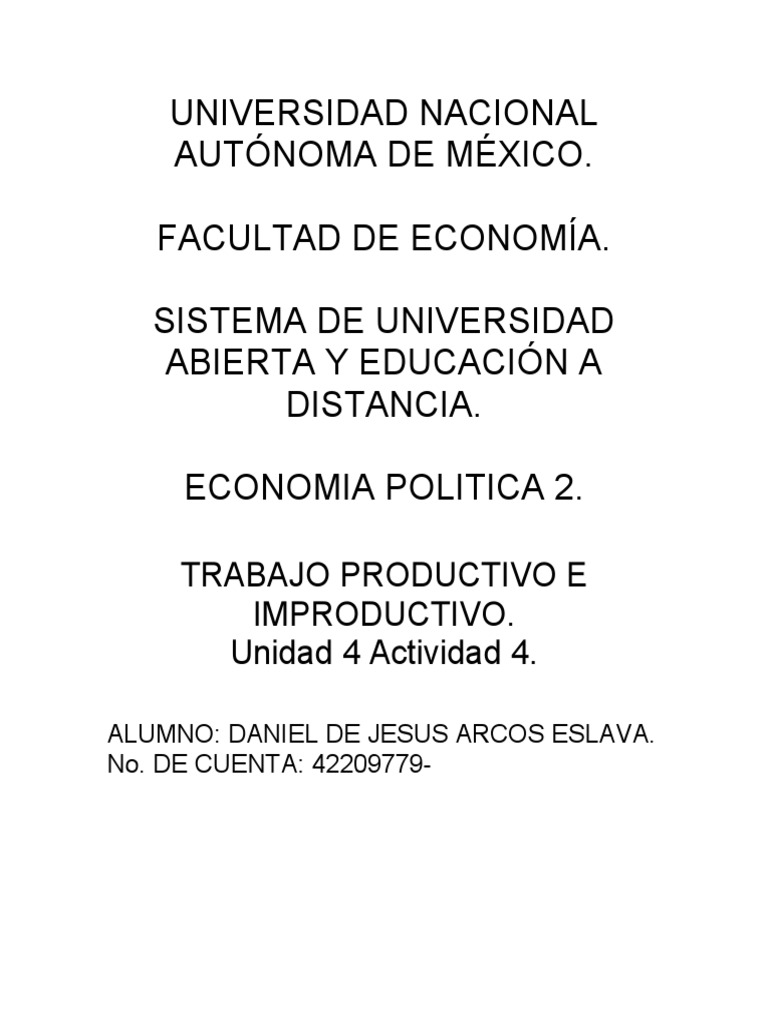 Trabajo Productivo e Improductivo PDF Capital (economía) Capitalismo