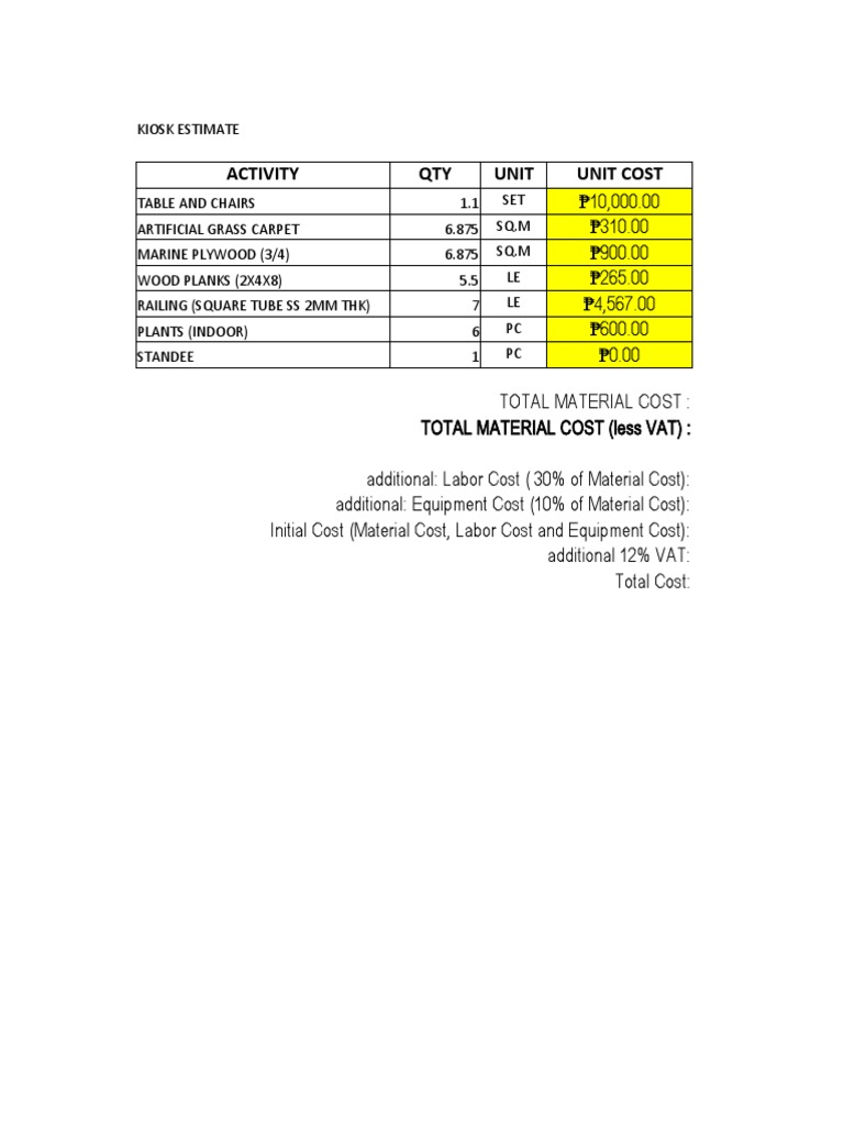 Kiosk Estimate PDF Technology & Engineering