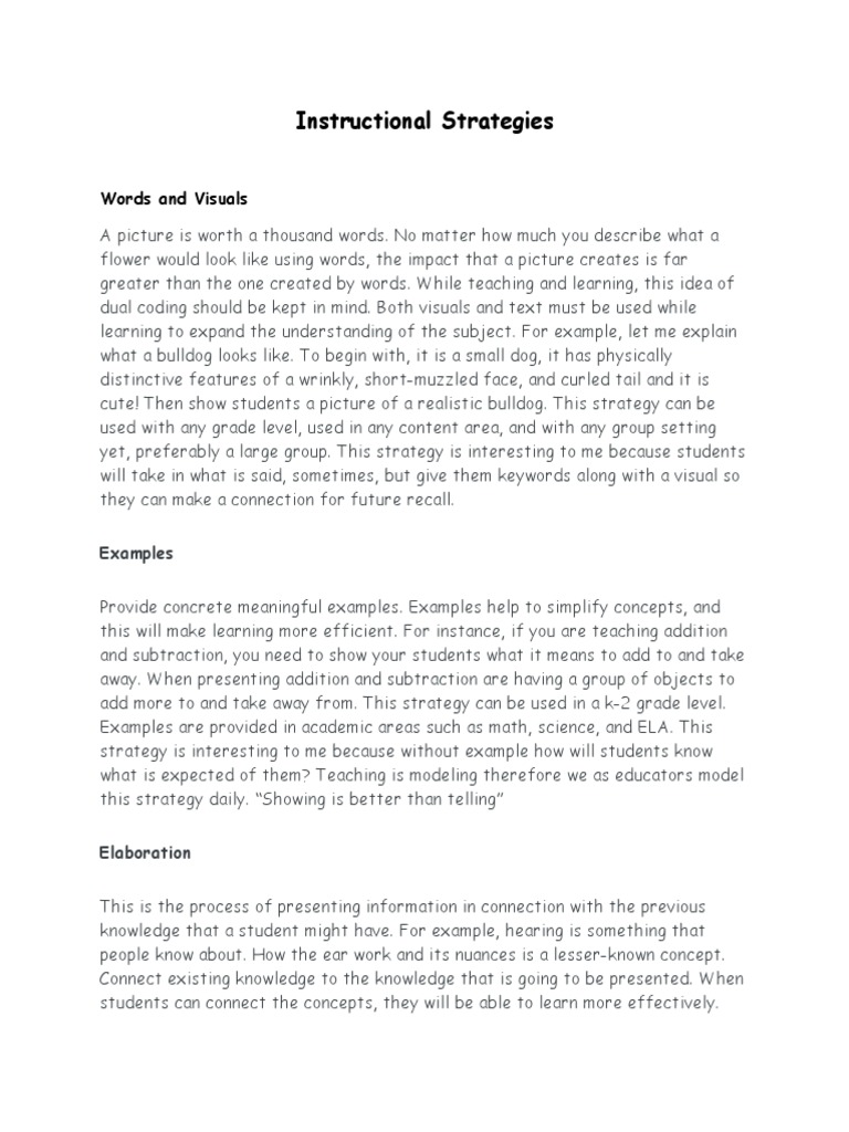 Effective Instructional Strategies | PDF | Learning | Homework