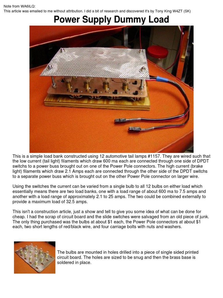 DIY Power Supply Load Bank Guide | PDF