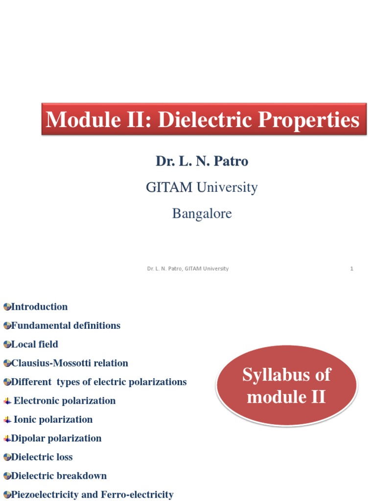 Dielectric Properties and Polarization | PDF | Dielectric | Chemical ...
