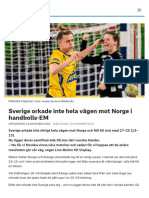 Sverige Orkade Inte Hela Vägen Mot Norge I handbolls-EM - SVT Sport