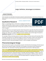 Phenomenological Design - Definition, Advantages & Limitations - Video & Lesson Transcript