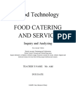 Food Technology and Catering Inquiry and Analyzing 1