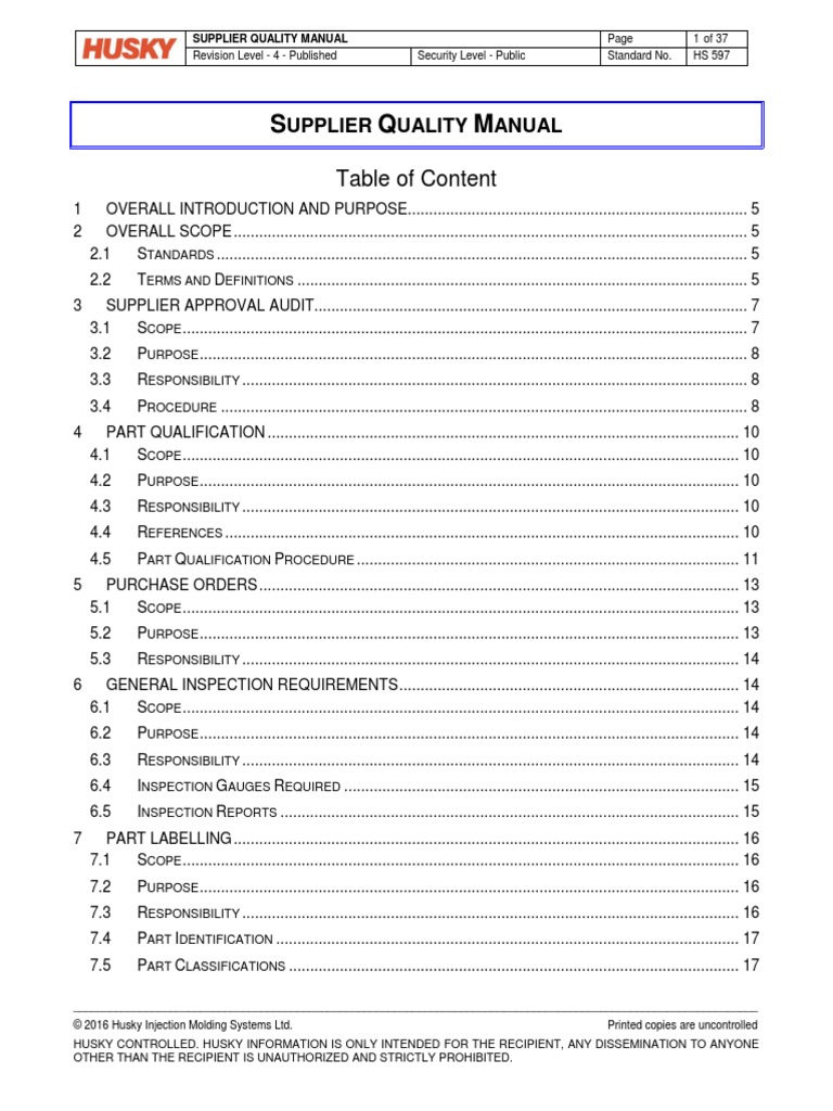 Supplier Quality Manual PDF