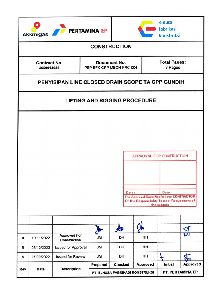 PEP EFK MECH PRC 008 00 Lifting and Rigging Procedure Rev.0 PDF