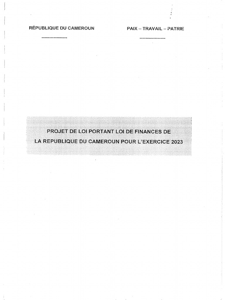 Voici L'intégralité Du Projet de Loi de Finances 2023 | PDF