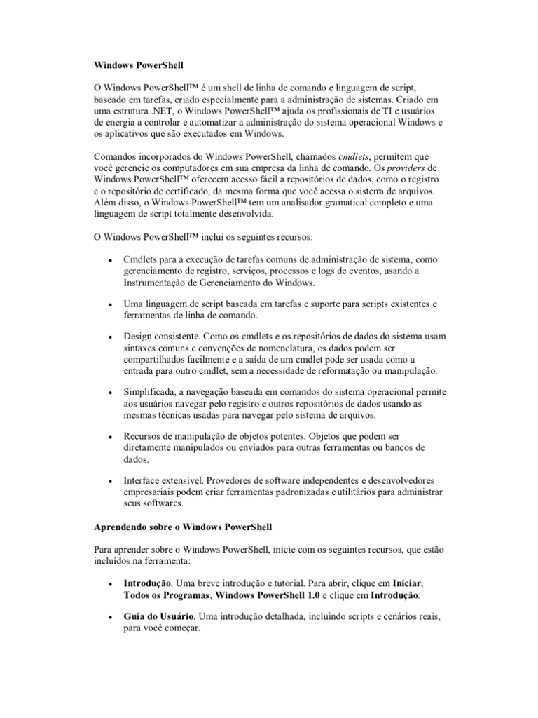 Windows Power Shell | PDF