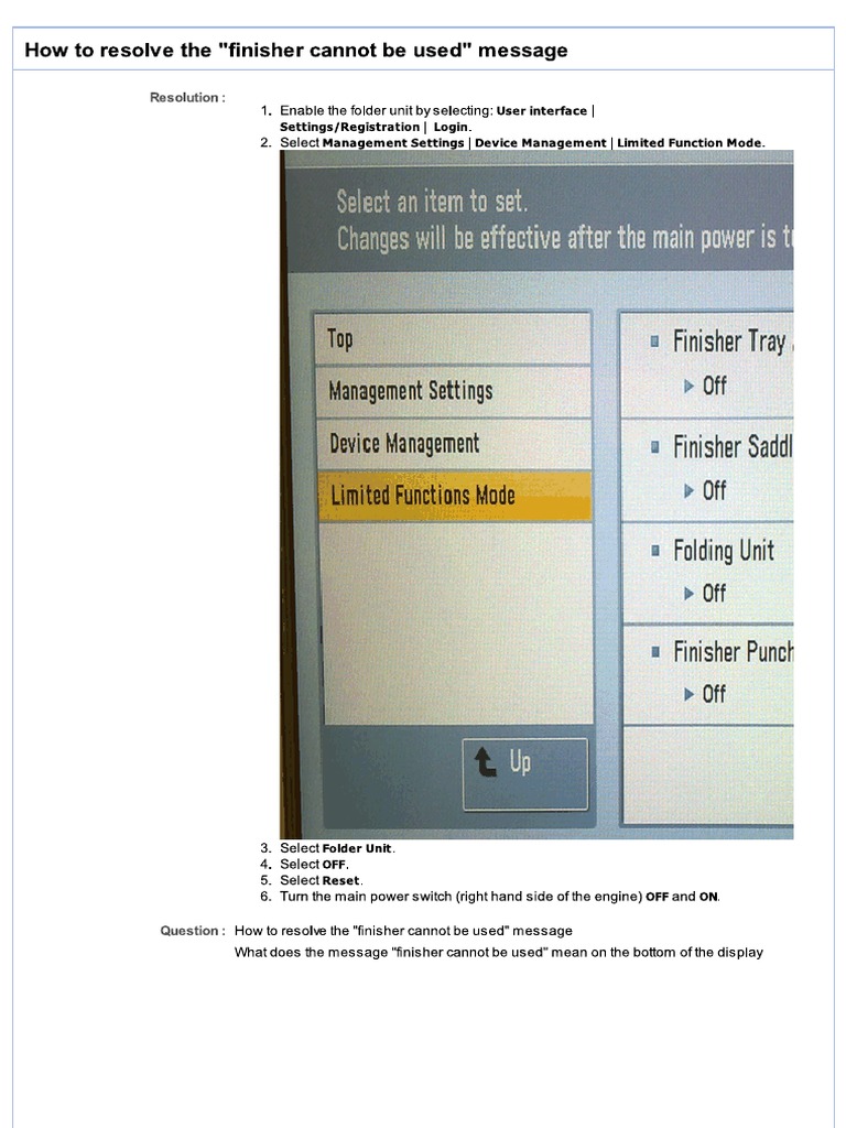 Finisher Cannot Be Used PDF