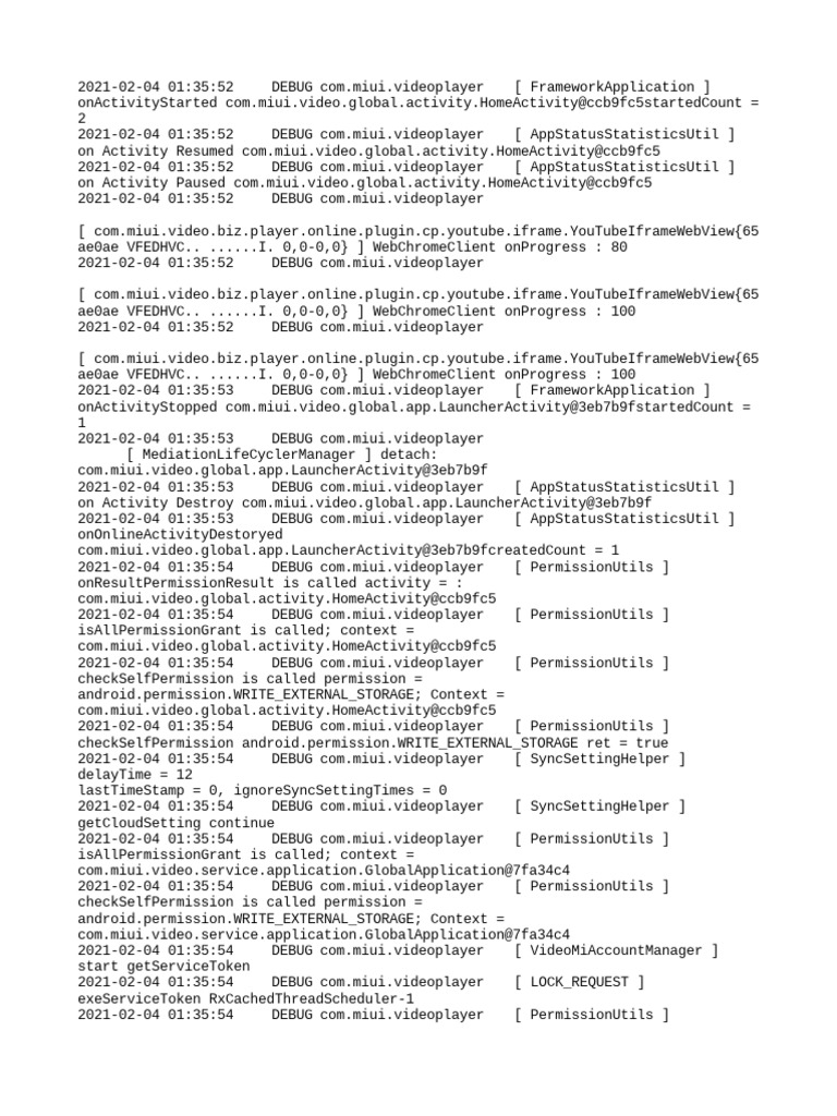 MIUI Video Player Debug Log Analysis | PDF | Debugging | Information ...