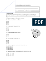 Prueba diagnóstica matemática 3° básico