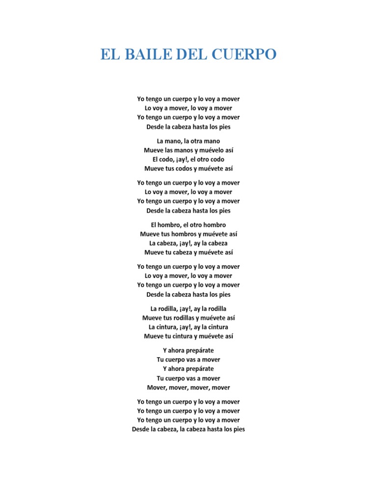 El baile del cuerpo: letra completa | PDF | Relaciones personales ...