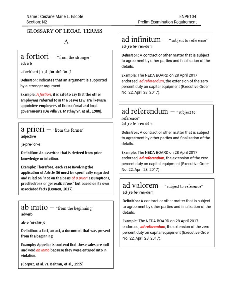 Glossary of Legal Terms PDF