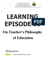 EPISODE-16. On Teacher's Philosophy of Education