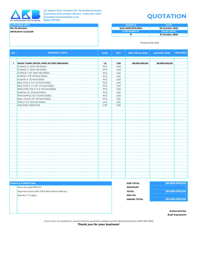 Quotation for SS304 Pipe Supplies | PDF | Hydraulic Engineering ...