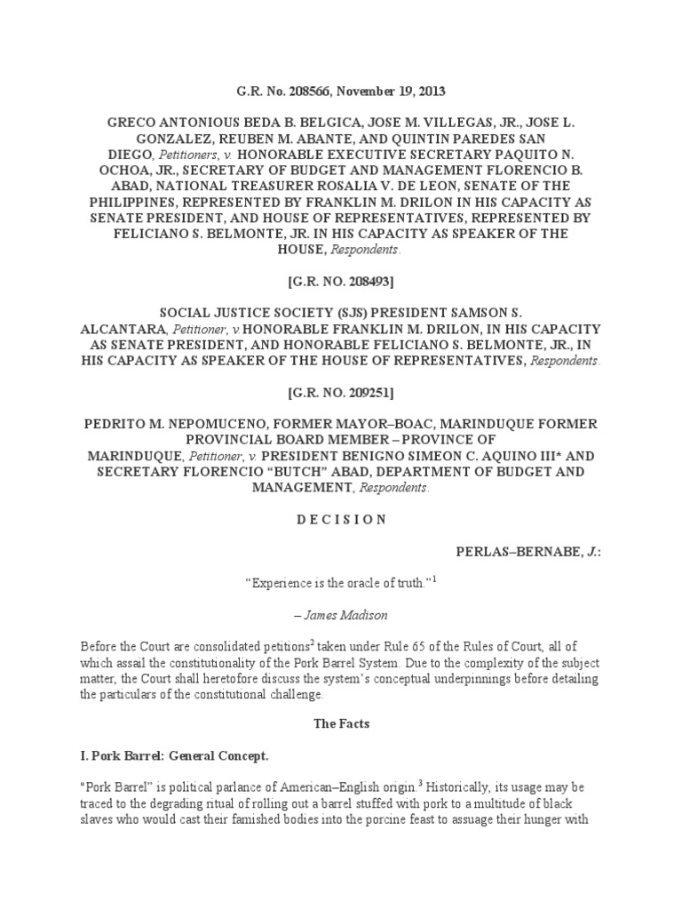 Belgica V. Ochoa G.r. No. 208566 November 19 2013