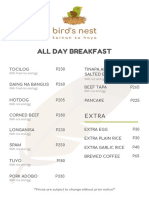 Birds Nest Menu