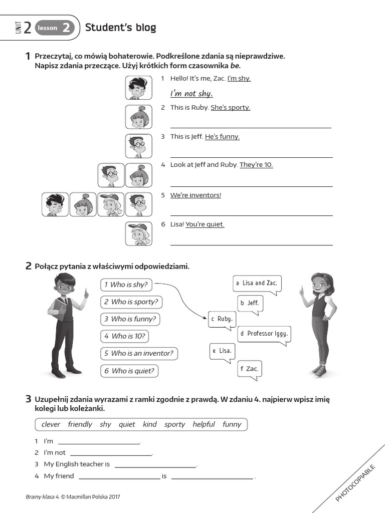 Brainy Klasa 4 Unit 3 Brainy KL - 4 - Worksheets - Unit - 2 - Lesson - 2 | PDF