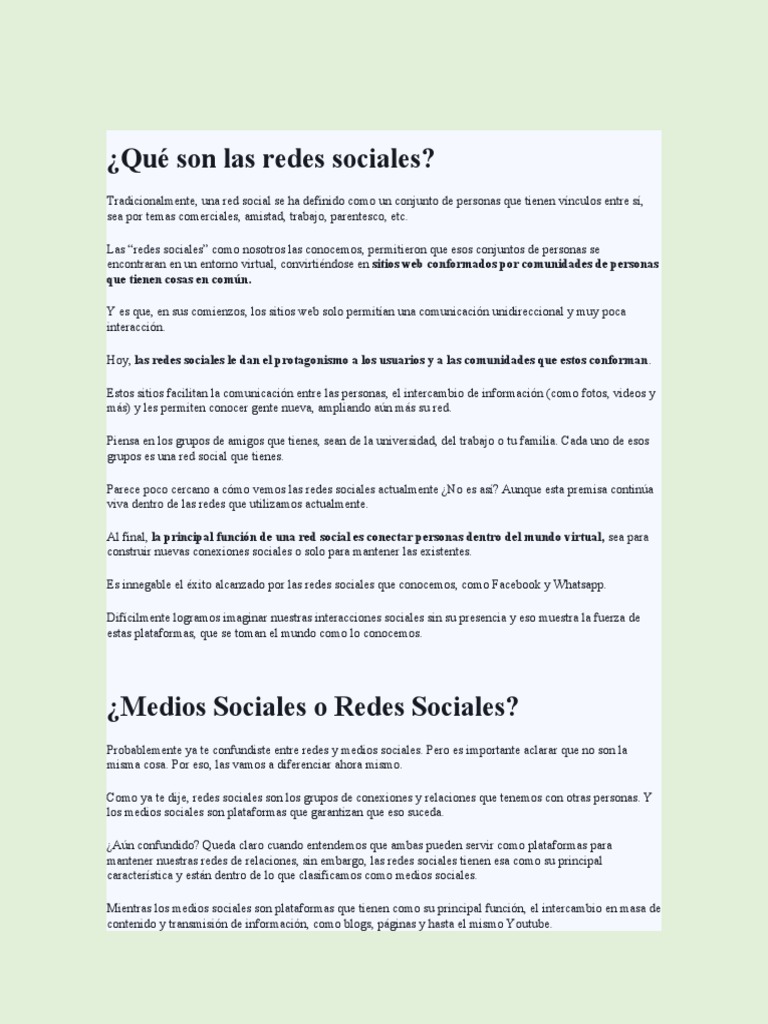 Qué Son Las Redes Sociales Pdf