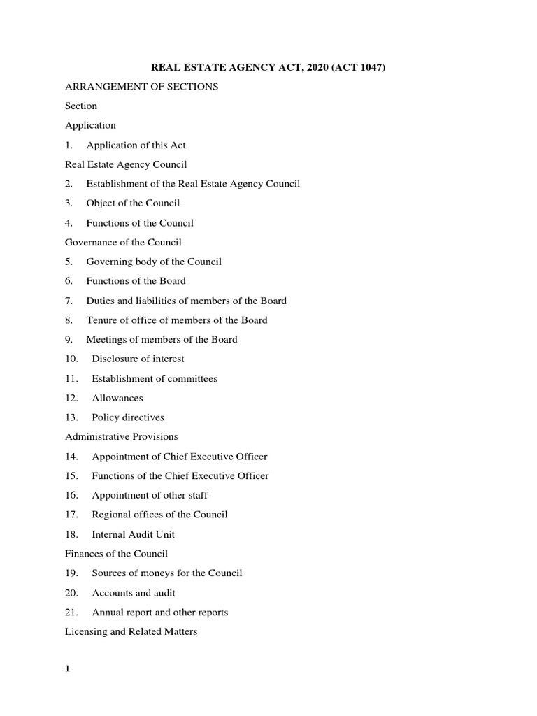 Real estate agency act 2020 act 1047 pdf license estate agent