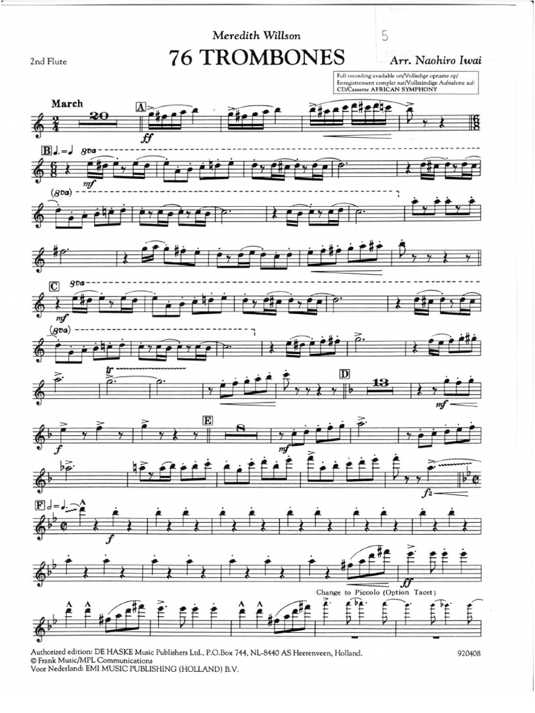 76 Trombones Fluit 2 | PDF