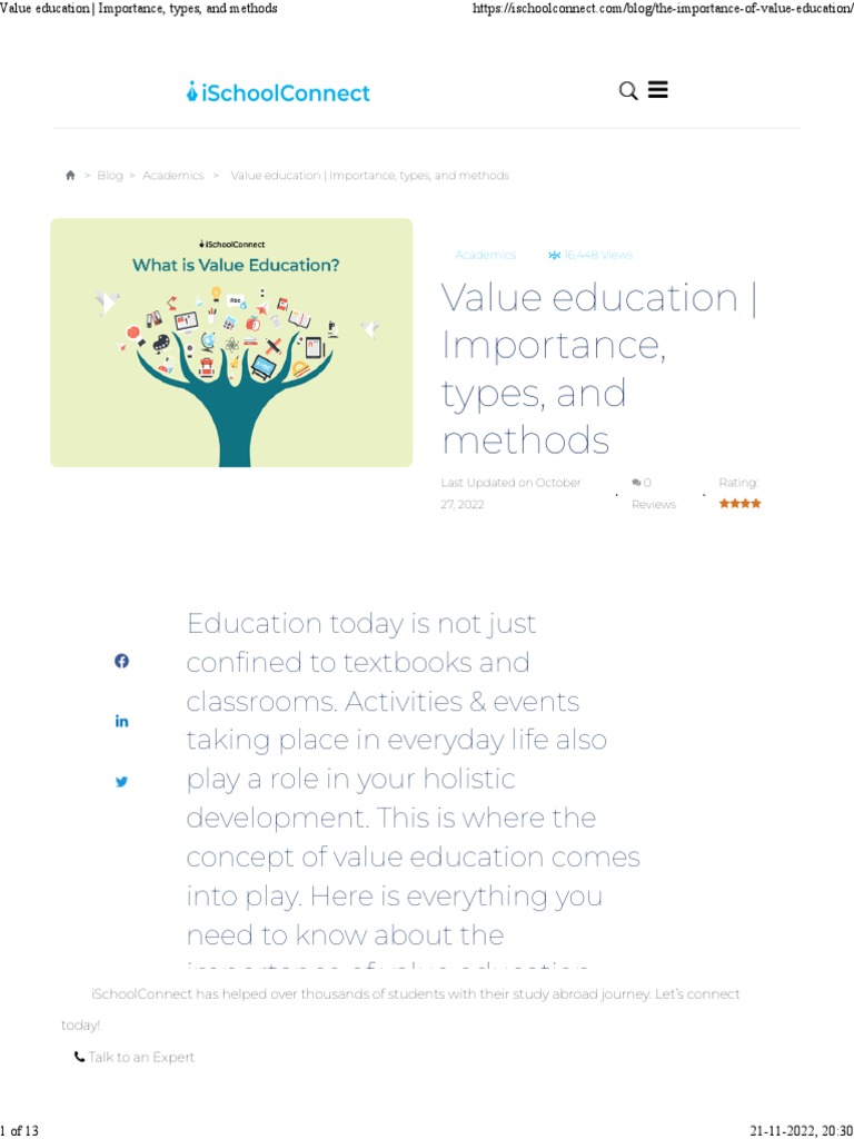 Value Education Importance Types And Methods Pdf