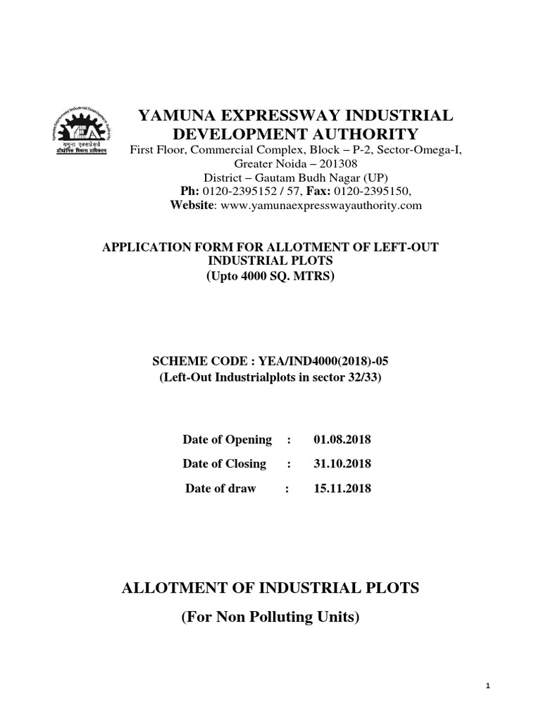 YEIDA Industrial Plot Application Guide | PDF | Lease | Interest