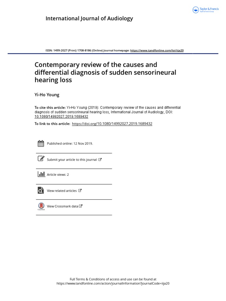 Sudden Sensorineural Hearing Loss Review | PDF | Hearing Loss ...