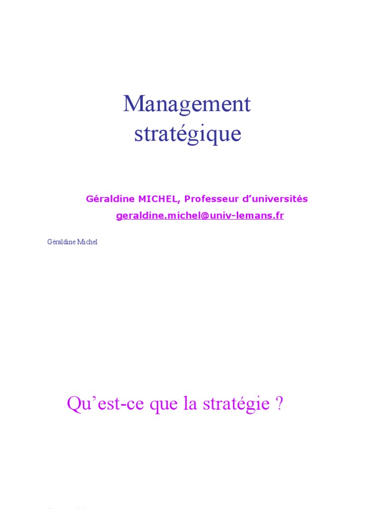 Cours Management A0093 | PDF | Gestion stratégique | Sous-traitance