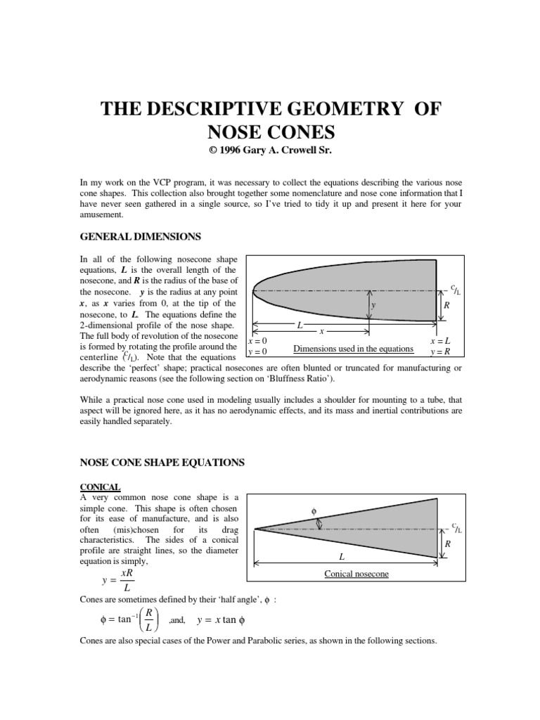 The Descriptive Geometry of Nose Cone Aerospace Engineering