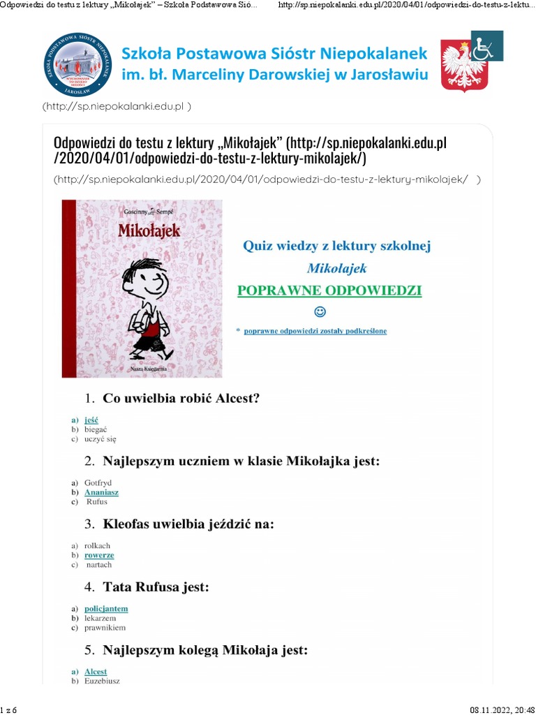 Mikołajek I Inne Chłopaki Test Pdf