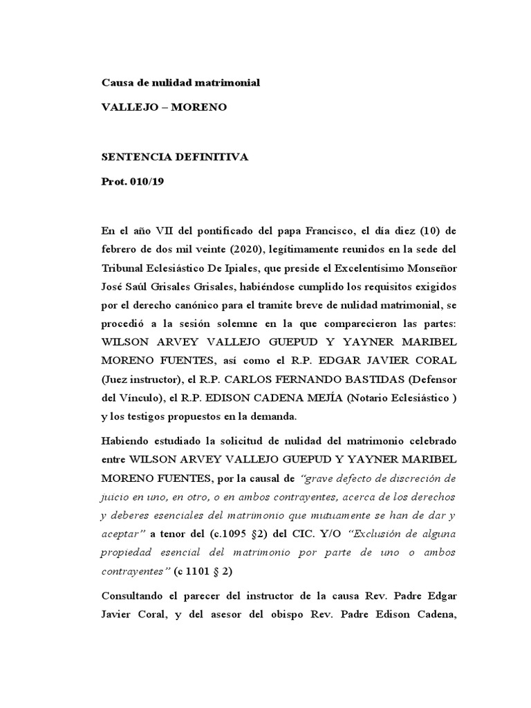 Modelo de Sentencia | PDF | Anulación | Matrimonio