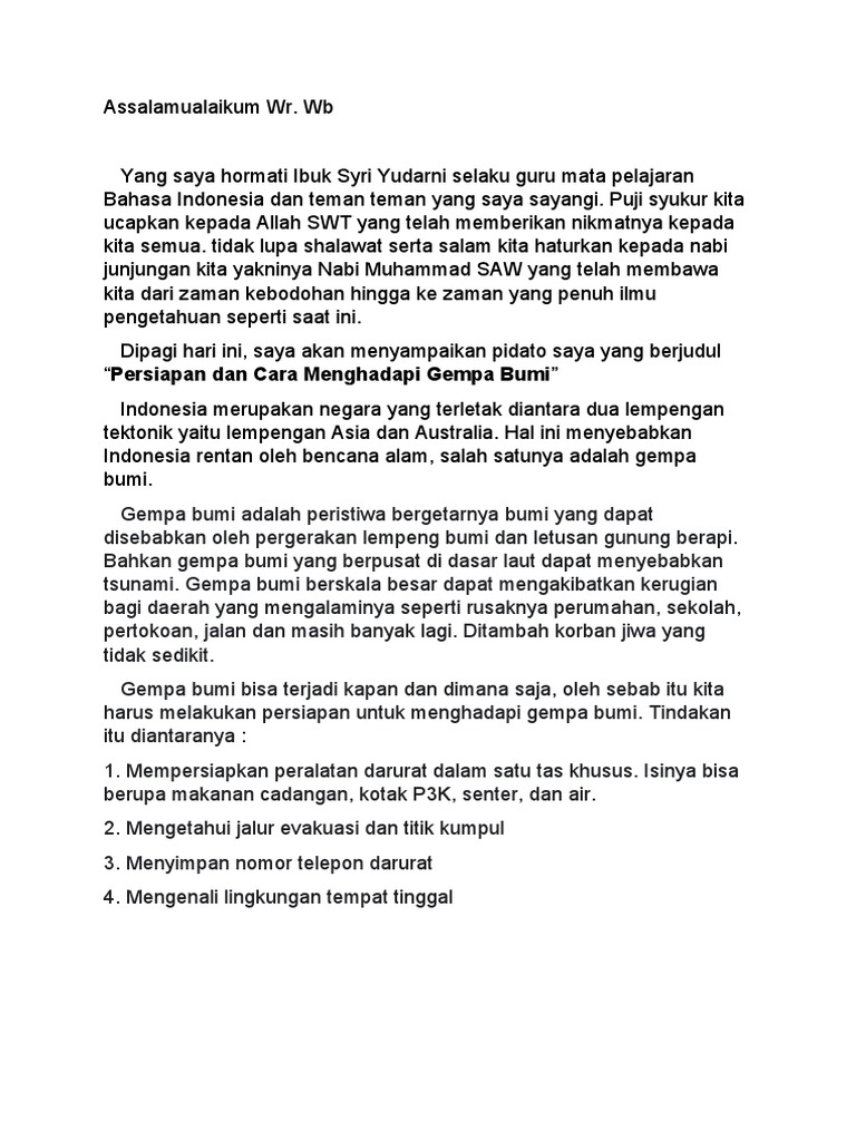 Pidato Gempa Bumi PDF