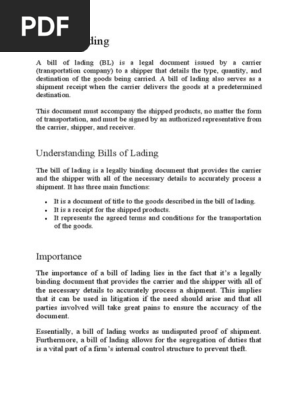 Bill Of Lading
